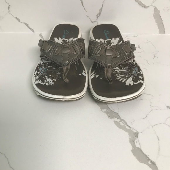 Clarks Flip Flop Sandal Toe Post Metallic Bronze US 6 - Picture 4 of 5